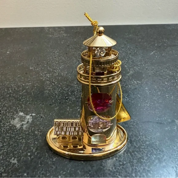 Crystal Temptations Gold Lighthouse Figurine with Crystals 24k plated - Picture 10 of 11
